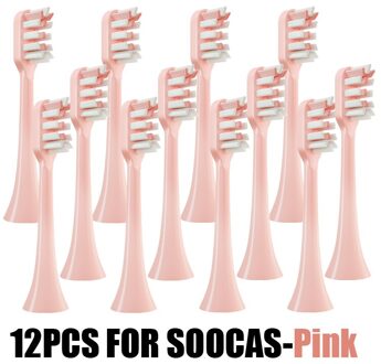 Vervangende Opzetborstels Voor Soocas X3/X3U/X5 Elektrische Tandenborstel Nozzle Heads Vervangen Smart Eschikt Borstelkop 12roze