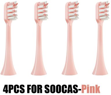 Vervangende Opzetborstels Voor Soocas X3/X3U/X5 Elektrische Tandenborstel Nozzle Heads Vervangen Smart Eschikt Borstelkop 4roze
