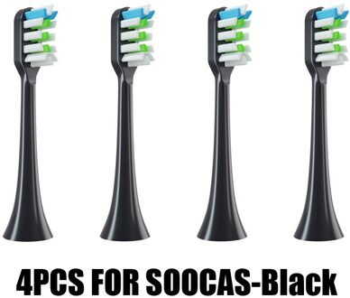 Vervangende Opzetborstels Voor Soocas X3/X3U/X5 Elektrische Tandenborstel Nozzle Heads Vervangen Smart Eschikt Borstelkop 4zwart