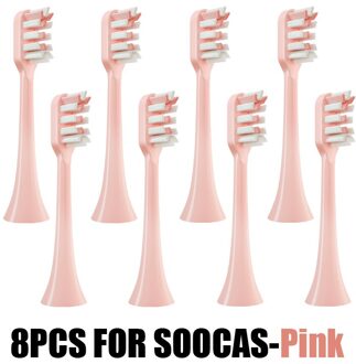 Vervangende Opzetborstels Voor Soocas X3/X3U/X5 Elektrische Tandenborstel Nozzle Heads Vervangen Smart Eschikt Borstelkop 8roze