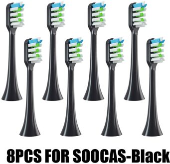 Vervangende Opzetborstels Voor Soocas X3/X3U/X5 Elektrische Tandenborstel Nozzle Heads Vervangen Smart Eschikt Borstelkop 8zwart