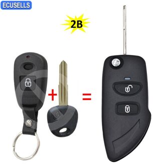 Vervanging 2 Knop Vouwen Afstandsbediening Sleutel Shell Case Fob Flip Smart Autosleutel Behuizing Cover Voor Hyundai Elantra Met ongesneden Blade