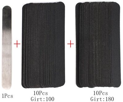 Vervanging Nagelvijl 20 Stks/set Zwart Verwijderbare Schuurpapier Pads Met Metalen Handvat Straight Nail Art Files Manicure Salon Gereedschap 100-180Grit
