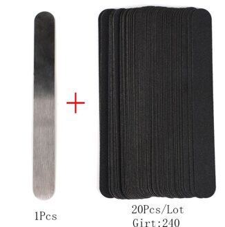 Vervanging Nagelvijl 20 Stks/set Zwart Verwijderbare Schuurpapier Pads Met Metalen Handvat Straight Nail Art Files Manicure Salon Gereedschap 240 Grit