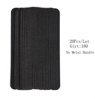 Vervanging Nagelvijl 20 Stks/set Zwart Verwijderbare Schuurpapier Pads Met Metalen Handvat Straight Nail Art Files Manicure Salon Gereedschap enkel en alleen Pads 180Grit