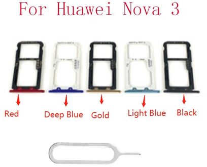 Vervanging Voor Huawei Nova 3 Sim-kaart Lade Houder Slot Adapter Met Card Pin Onderdelen diep blauw