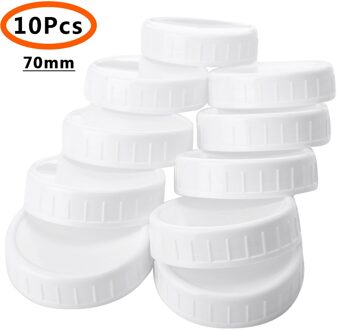 Vervangingen Mason Potten Deksels 70Mm/86Mm Diameter Plastic Ongevoerd Geribbelde Deksels Opslag Caps Inblikken Drinken Potten Deksels fles Cover 10stk 70mm wit