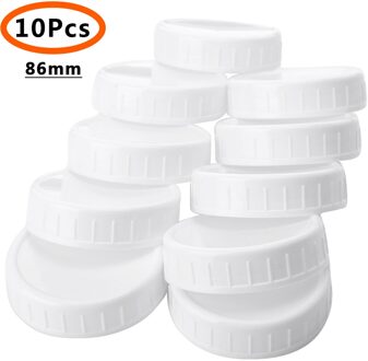 Vervangingen Mason Potten Deksels 70Mm/86Mm Diameter Plastic Ongevoerd Geribbelde Deksels Opslag Caps Inblikken Drinken Potten Deksels fles Cover 10stk 86mm wit