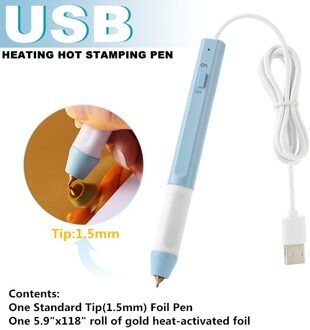 Verwarmde Goudfolie Pen 0.8/1.5Mm Tips Voor Card Making Decoratie Album Pen Slanke Handvat Usb Aangedreven Gebruik op Papier Lederen Plastic