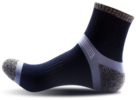 Verwarmde Sokken Mannen Basketbal Sokken Man Verdikking Handdoek Bodem Katoen Sport Sokken Buiten Running Badminton Tennis Fietsen marine blauw