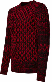 Verweerde ruitpatroon trui met ronde hals - maat XL Rood