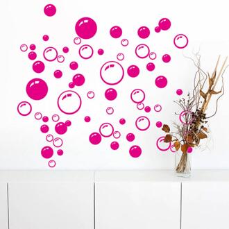 Verwijderbare Bellen Muurstickers Voor Badkamer Waterdichte Glas Stickers Raamstickers Voor Kinderkamer Keuken DIY Decal Sticker heet roze