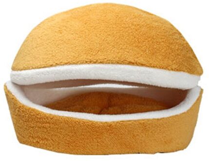 Verwijderbare Katten Slaapzak Banken Mat Hamburger Hond Huis Korte Pluche Exploding Kittens Bed Warm Puppy Kennel Nest Huisdieren Producten geel