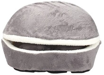 Verwijderbare Katten Slaapzak Banken Mat Hamburger Hond Huis Korte Pluche Exploding Kittens Bed Warm Puppy Kennel Nest Huisdieren Producten grijs
