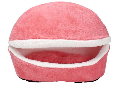 Verwijderbare Katten Slaapzak Banken Mat Hamburger Hond Huis Korte Pluche Exploding Kittens Bed Warm Puppy Kennel Nest Huisdieren Producten roos rood