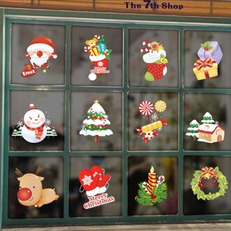 Verwijderbare Kerst Venster Sticker Versiering Muur Glazen Raam Stickers Kerst Decoraties Voor Huis Xmas Sticker Navidad