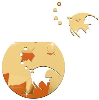 Verwijderbare Muursticker 3D Zee Aquarium Bubble Muur Spiegels Stickers Diy Art Spiegel Muurstickers Home Decoraties Badkamer Decor goud