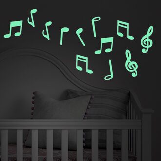 Verwijderbare Muziek Symbool Diy Home Decor Pvc Kinderkamer Glow Decals Gebruik Shining Slaapkamer Party Luminous Muursticker