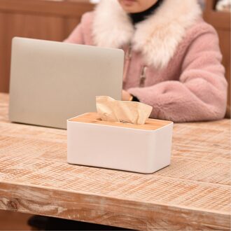 Verwijderbare Plastic Tissue Doos Met Bamboe Houten Cover Telefoon Slot Thuis Auto Servetten Houder Keuken Case Houder Opslag Decoratie