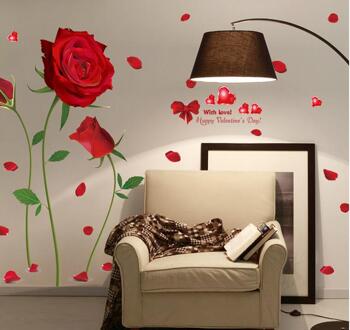 Verwijderbare Rode Roos Leven Is De Bloem Citaat Muursticker Mural Decal Home Kamer Art Decor DIY Romantische heerlijke 6055