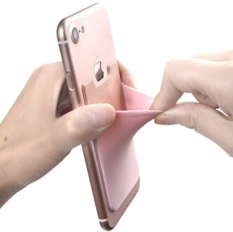 Verwijderbare Telefoon Stick-On Universele Case Slanke Pocket Credit Mini Pouch Kaarthouder Lijm Portemonnee Telefoon Terug roze