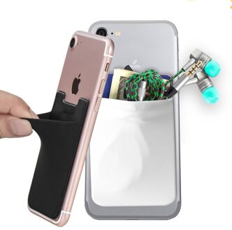 Verwijderbare Telefoon Stick-On Universele Case Slanke Pocket Credit Mini Pouch Kaarthouder Lijm Portemonnee Telefoon Terug wit