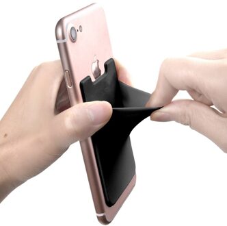 Verwijderbare Telefoon Stick-On Universele Case Slanke Pocket Credit Mini Pouch Kaarthouder Lijm Portemonnee Telefoon Terug zwart
