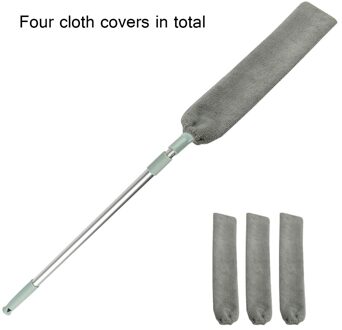 Verwijderbare Telescopische Dust Cleaning Brush Nachtkastje Stof Borstel Lange Steel Mop Sweep Artefact Huishouden Bed Bodem Schoon Borstel met 3 Cloth