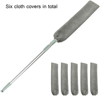 Verwijderbare Telescopische Dust Cleaning Brush Nachtkastje Stof Borstel Lange Steel Mop Sweep Artefact Huishouden Bed Bodem Schoon Borstel met 5 Cloth