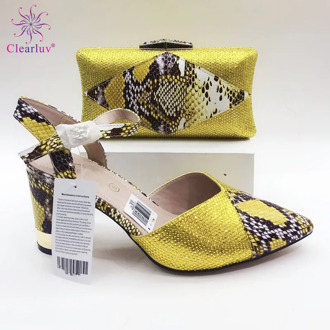 very nice yellow Italian Shoes With Matching Bag High Quality Italy Shoe And Bag set For wedding and party
