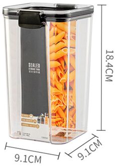 Verzegelde Tank Keuken Graan Opbergdoos Vierkante Transparant Voedsel Bus Snack Houden Verse Clear Jar Container Flessen 1300ML