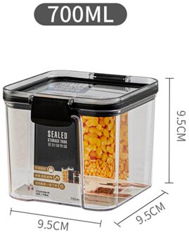 Verzegelde Tank Keuken Graan Opbergdoos Vierkante Transparant Voedsel Bus Snack Houden Verse Clear Jar Container Flessen 700ML
