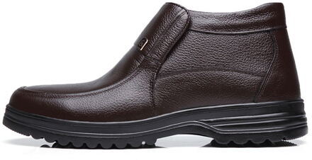 VESONAL Herfst Winter Dress warm lederen Enkel Mannen Laarzen sneeuw Schoenen bont pluche klassieke Mannelijke Toevallige Boot Sneakers Schoeisel Bruin / 40