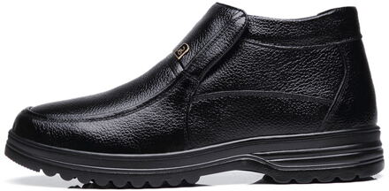 VESONAL Herfst Winter Dress warm lederen Enkel Mannen Laarzen sneeuw Schoenen bont pluche klassieke Mannelijke Toevallige Boot Sneakers Schoeisel zwart / 43