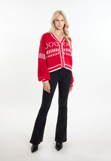 Vest Dames rood wit - maat M/L