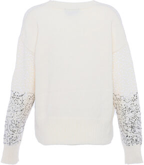 Vest met pailletten Dames wolwit - maat M/L Gebroken wit