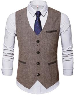 Vest Vintage Mannen Knoppen Pak Vest Slanke Business Bruiloft Bruidsjonkers Katoen Vest