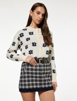 VESTEN Gebreid vest met bloemenmotief Ecru