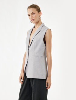 VESTEN Grijze Mouwloze Blazer Lange Pasvorm Lichtgrijs