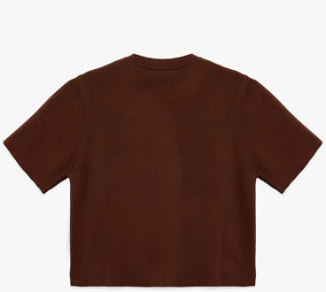 VESTEN Korte Trui Knoopsluiting Zakdetails Bruin