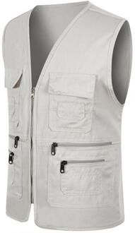 Vesten Mannen Unisex Multi-Pocket Effen Kleur Vest Werk Vissen Fotografie Vest Jas Heren Vest Vest Vesten Voor mannen licht grijs