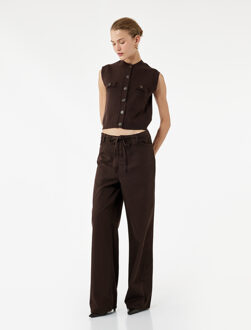 VESTEN Mouwloos Tricot Gilet met Knoopsluiting Bruin