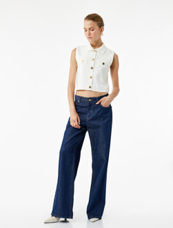 VESTEN Mouwloos Tricot Vest Met Kraag en Knopen Ecru