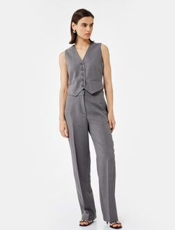 VESTEN Mouwloze Blazer Gilet V-hals Knoopdetail Donkergrijs