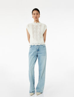 VESTEN Mouwloze Gebreide Trui Hoge Kraag Ecru