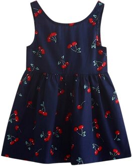 Vestidos Meisjes Zomer Jurk Rood Hart Printing A-lijn Prinses Jurk Kinderen Kostuum Voor Kids Meisje Kleding Baby Jurken # L marine / 90