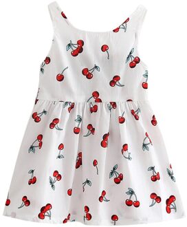 Vestidos Meisjes Zomer Jurk Rood Hart Printing A-lijn Prinses Jurk Kinderen Kostuum Voor Kids Meisje Kleding Baby Jurken # L wit / 130