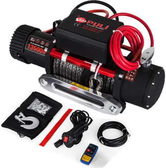 VEVOR 12V 13500LBS Electric Synthetic Rope Winch 6123.5Kg Gear Train Roller Fairlead Electric Winch ATV Recovery Winch