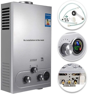 VEVOR Propane Gas LPG Tankless Hot Water Heater 6/8/10/12/16/18L 4.8GPM Stainless Steel Propane On-Demand Gas Water Heater