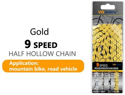 Vg Mtb Fietsketting 6 7 8 9 10 11 Speed Plated Gold Ti-Goud Zilver Road Mountainbike el Hollow Chain Ultralight 116 Links goud 9Speed